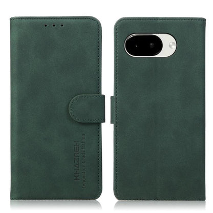 Matte leather folio phone case, green with flip strap and single-lens camera cutout