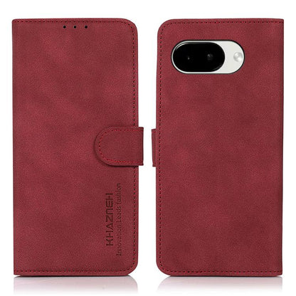 Matte leather folio phone case, red with flip strap and single-lens camera cutout