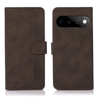 Matte texture leather phone case folio with magnetic strap, brown