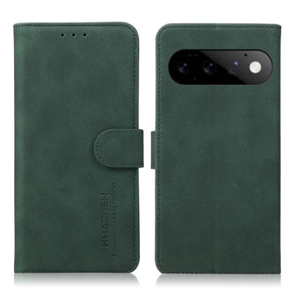 Matte texture leather phone case folio with magnetic strap, green