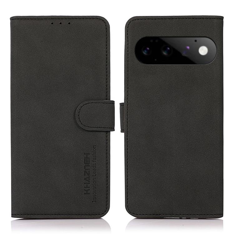 Matte texture leather flip phone case with magnetic strap and camera cutout, black
