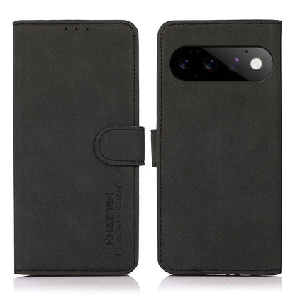 Matte texture leather flip phone case with magnetic strap and camera cutout, black