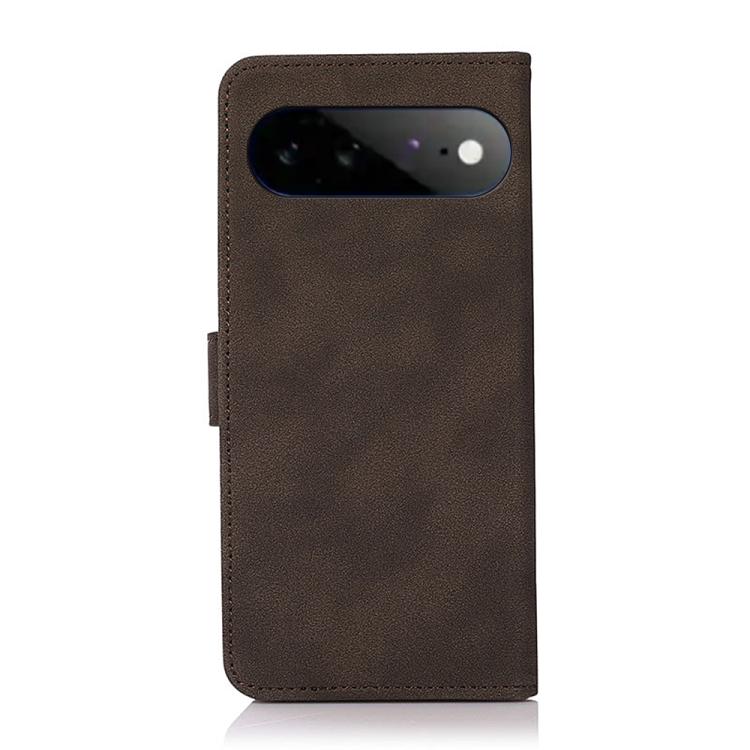 Brown matte leather folio phone case with top camera cutout and side strap