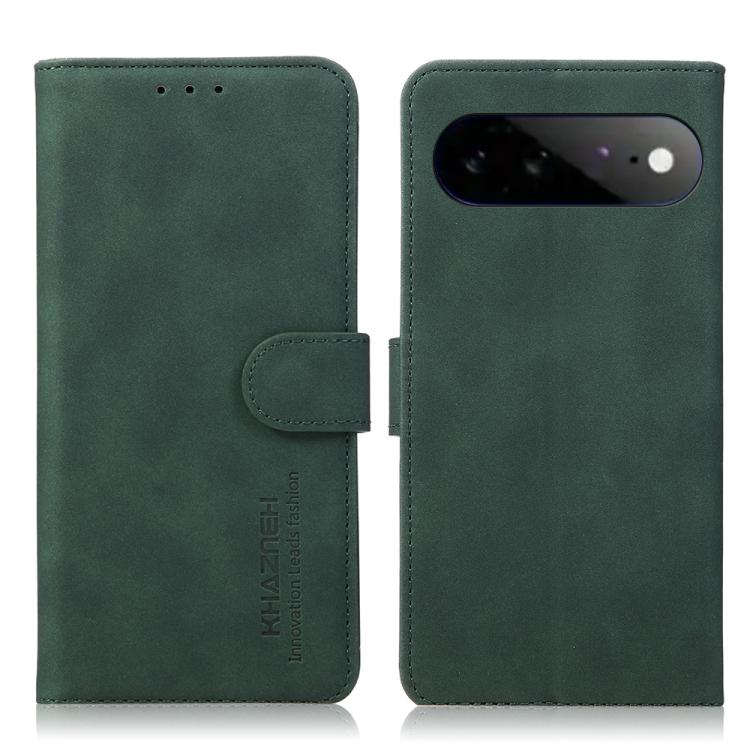 Green matte leather folio phone case with magnetic strap and camera cutout