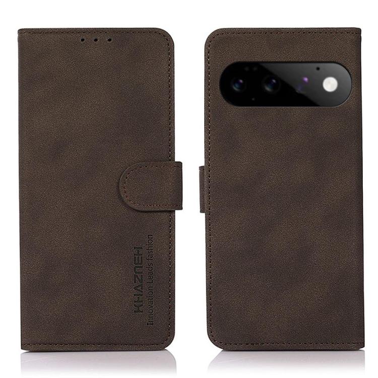 Matte texture leather flip phone case with magnetic strap, brown