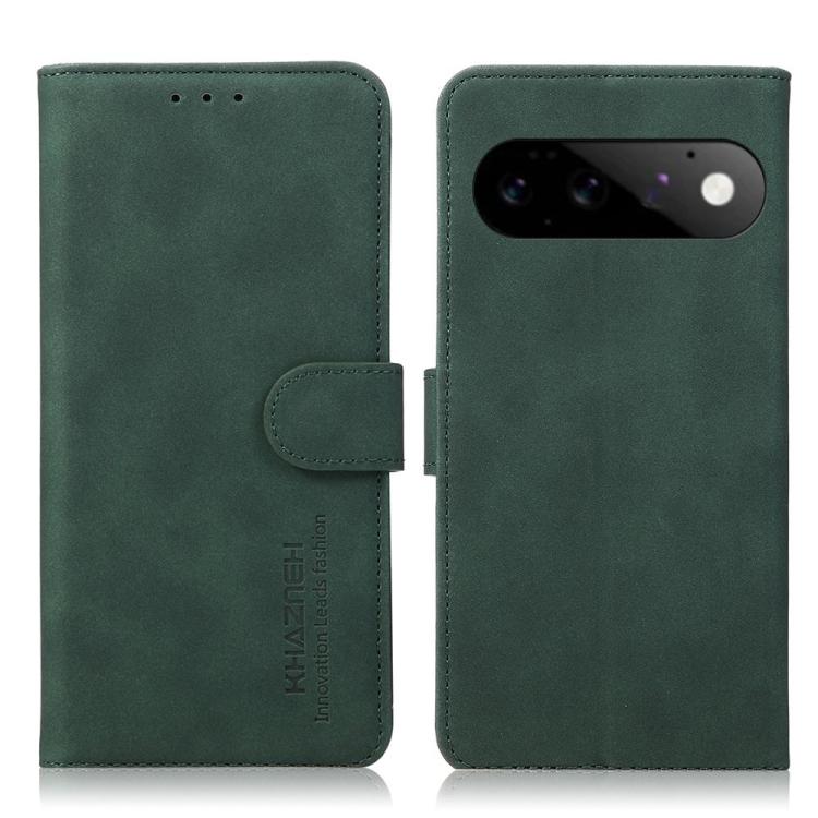 Matte texture leather flip phone case with magnetic strap, green