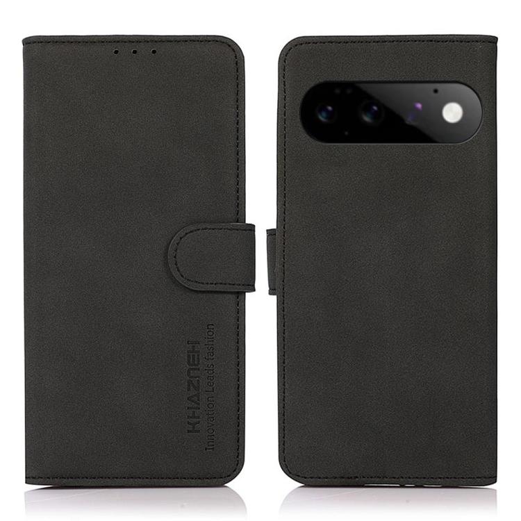 Matte texture leather phone case folio with magnetic strap, black