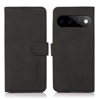 Matte texture leather phone case folio with magnetic strap, black