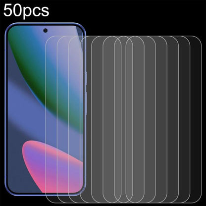 Set of 50 tempered glass screen protector films, clear 2.5D curved design