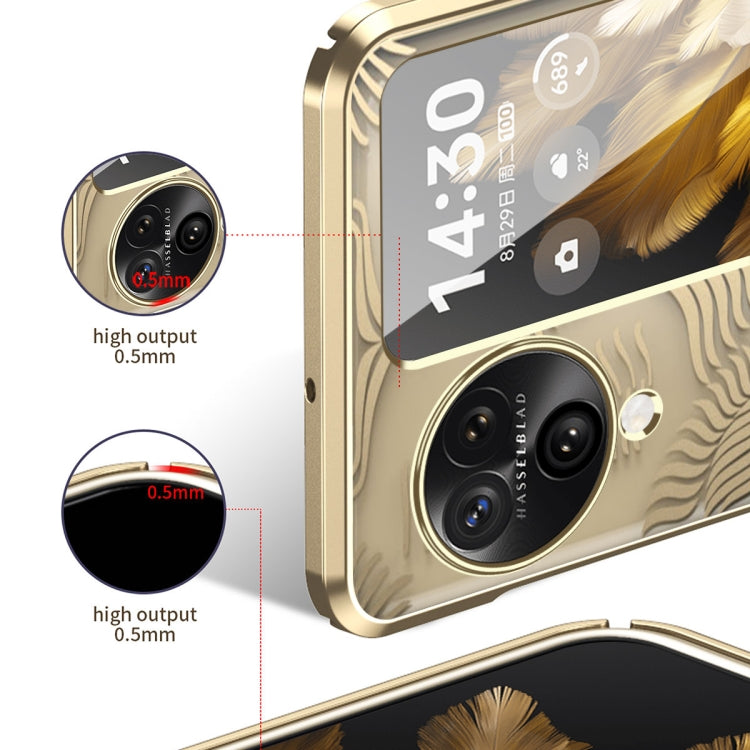 Gold electroplated fold phone case with frosted angel wings and raised camera bezel
