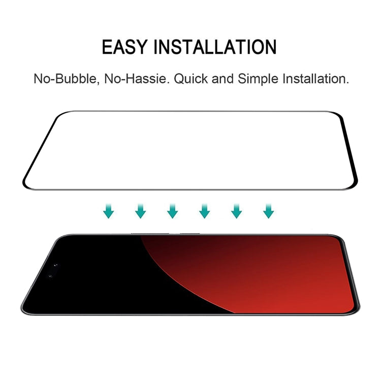 Tempered glass screen protector installation showing alignment arrows
