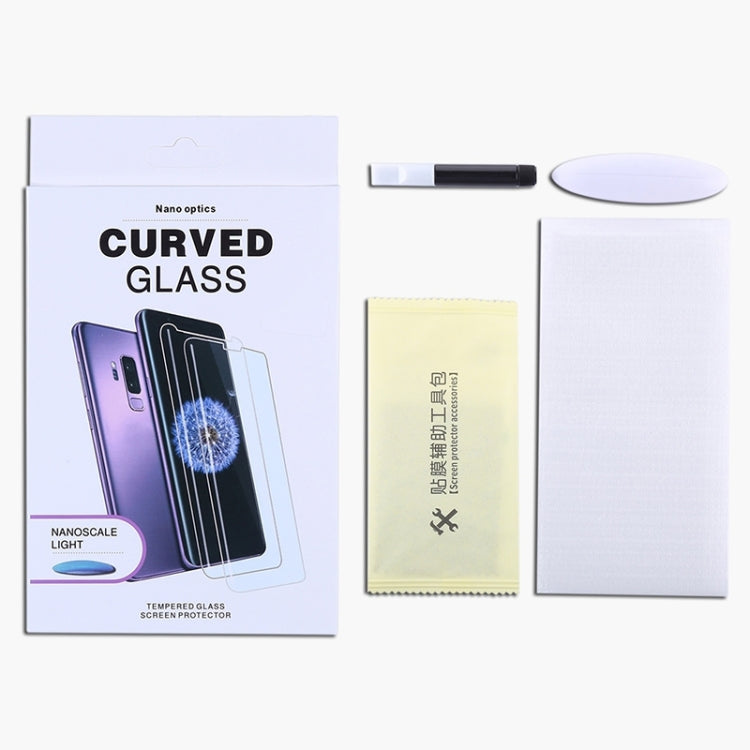 Curved UV nano tempered glass screen protector kit with accessories and cloth