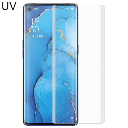 Curved full-glue UV tempered glass screen protector on smartphone, clear coverage
