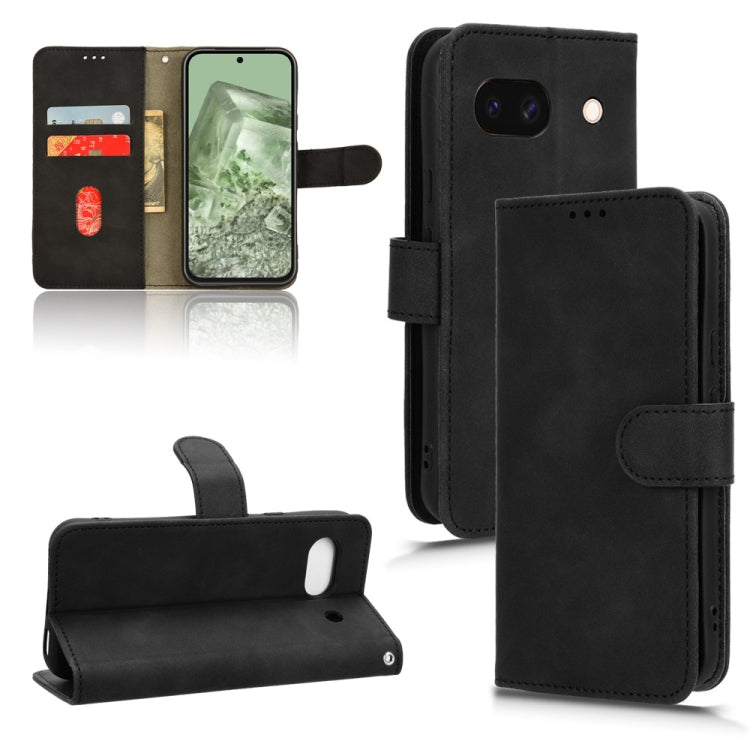 Black leather flip phone case with magnetic closure and card slots.