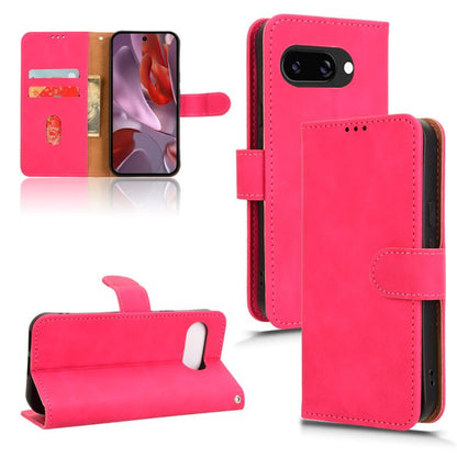 Magnetic flip leather phone case, rose red, shown closed with camera cutout; for Google Pixel