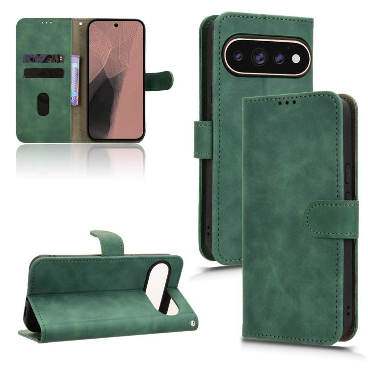 Magnetic flip leather phone case, green, with card slots and stand; for Google Pixel