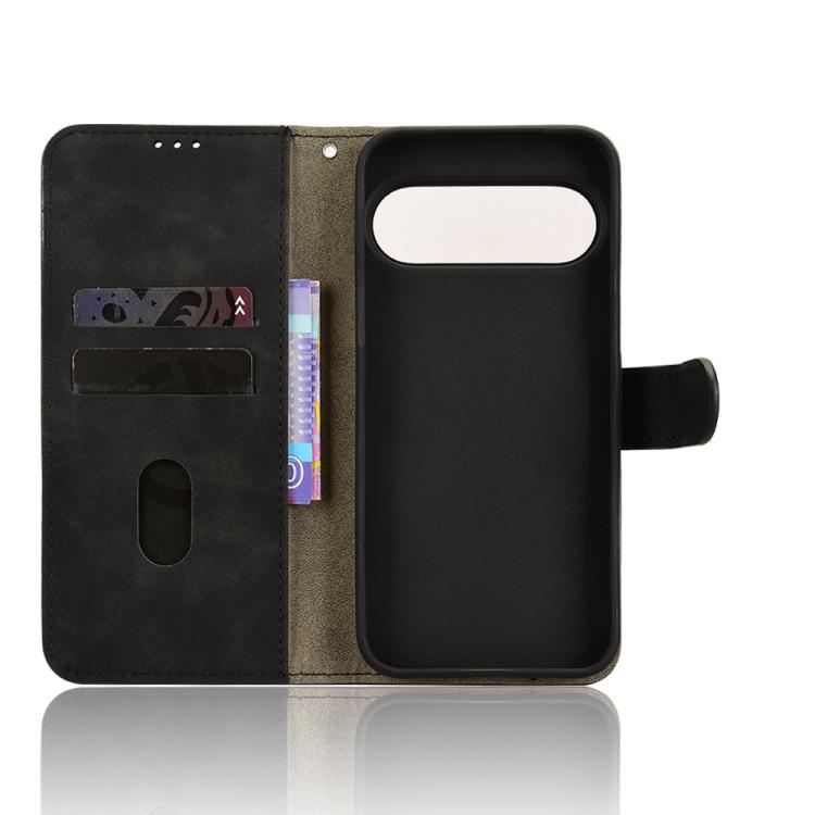 Black magnetic leather flip phone case with inner card pocket and full phone cover