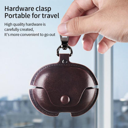 Business Leather Earphone Protective Case with Hook, For Huawei FreeBuds Pro 5 / 4 / 3, For Huawei FreeClip 2, For Huawei FreeBuds SE 4 ANC, For Huawei FreeBuds 7i, For Huawei FreeClip