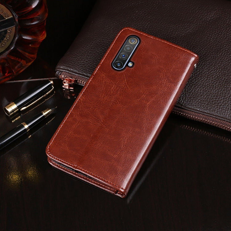 Brown Crazy Horse leather phone case with flip cover and dual camera cutout