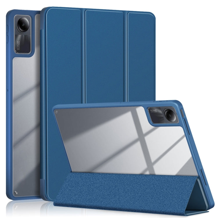 Dark blue 3-fold smart tablet case with stand and textured front flap