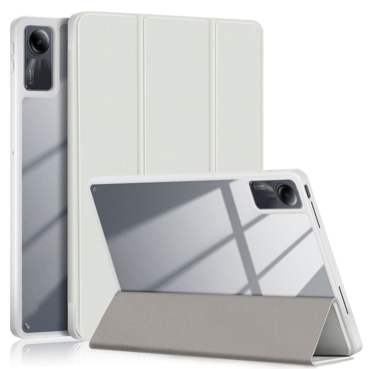 Light grey 3-fold smart tablet case with folding stand and textured front
