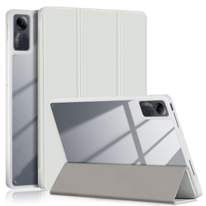 Light grey 3-fold smart tablet case with folding stand and textured front