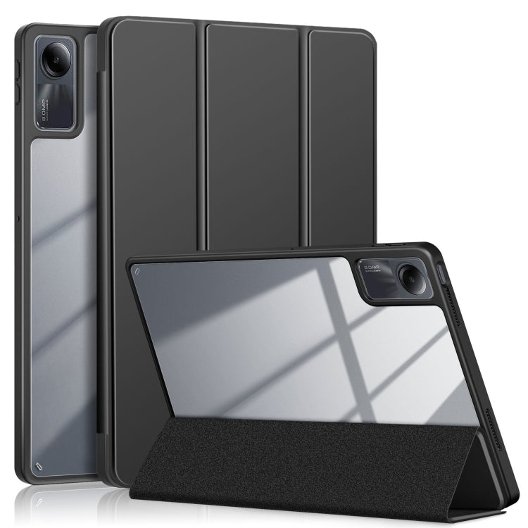 Black 3-fold smart tablet case with folding stand and textured front flap