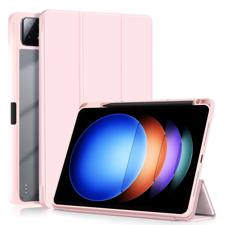 Pink 3-fold smart tablet case with stand cover and camera cutout