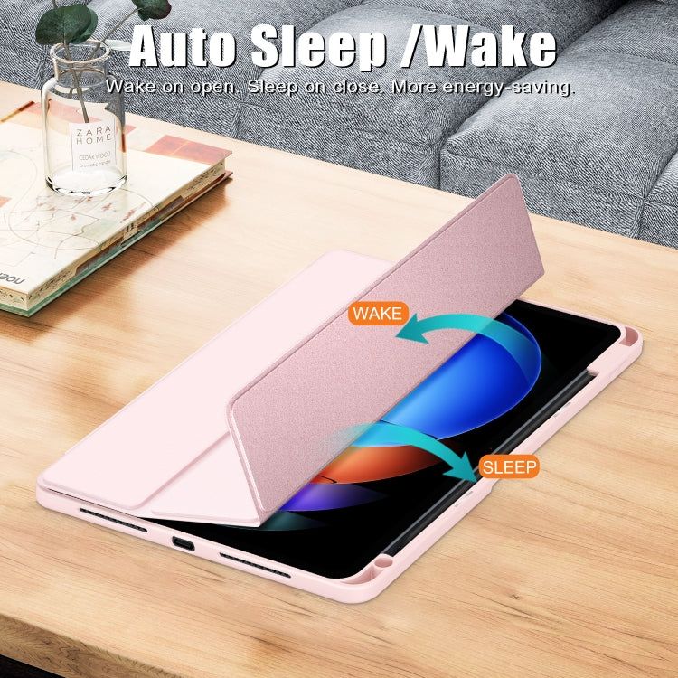 Pink 3-fold smart tablet case with kickstand and front flap