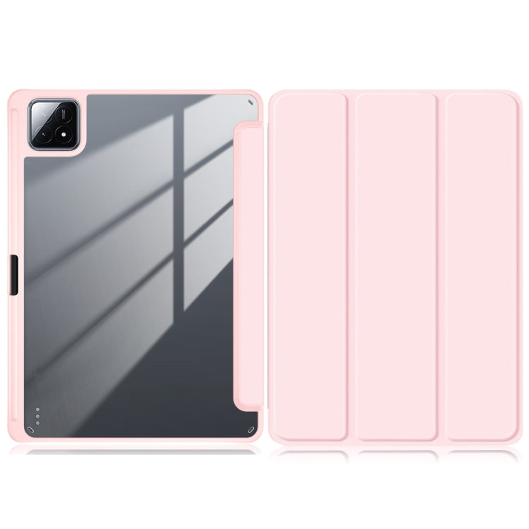 Pink 3-fold tablet case with tri-panel back cover and front flap