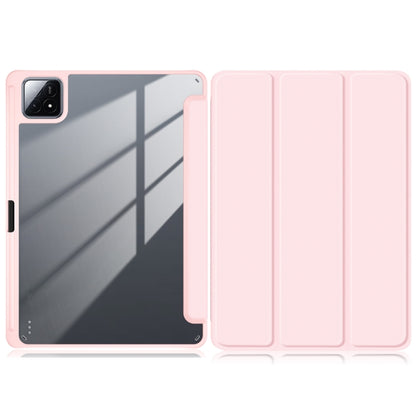 Pink 3-fold tablet case with tri-panel back cover and front flap