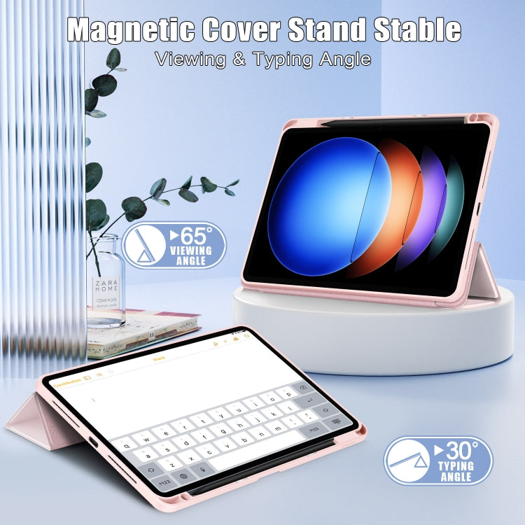 Pink 3-fold smart tablet case with keyboard viewing stand
