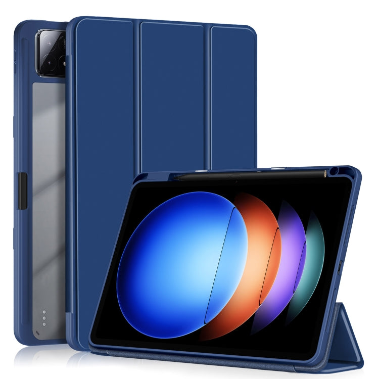 Dark blue 3-fold smart tablet case with kickstand and camera cutout