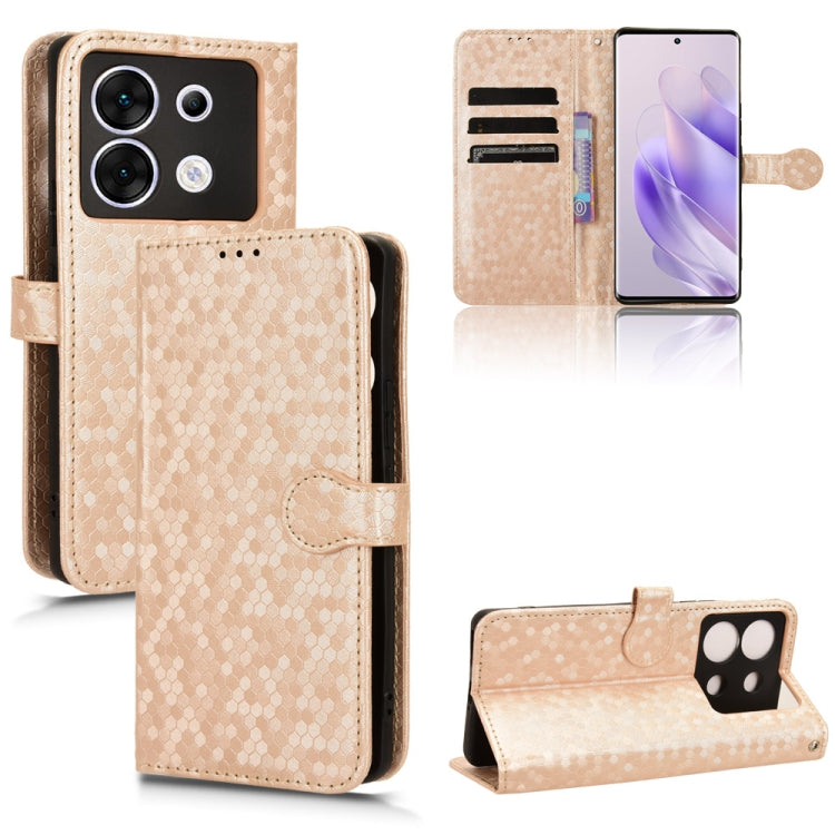 Honeycomb dot leather phone case, beige folio with magnetic flap and card slots
