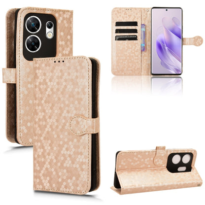 Tan honeycomb dot leather wallet phone case with flip cover and card slots