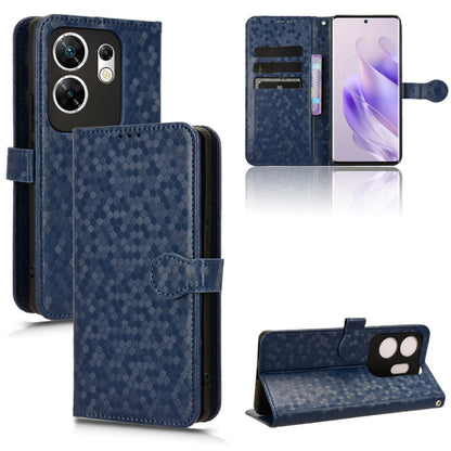 Dark blue honeycomb dot leather wallet phone case with flip cover and card slots