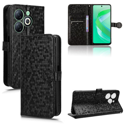 Black honeycomb dot leather wallet phone case with flip cover and card slots