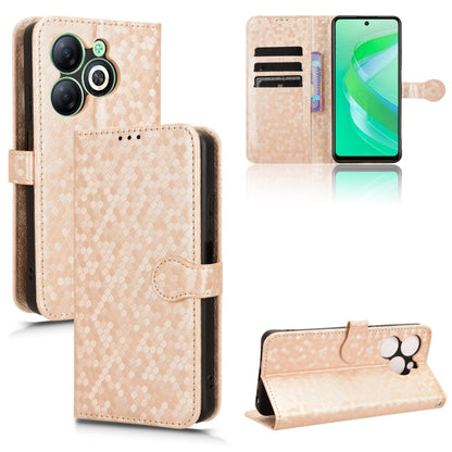 Beige honeycomb dot leather wallet phone case with flip cover and card slots