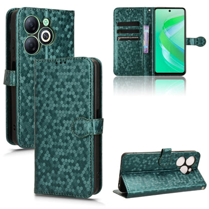 Green honeycomb dot leather wallet phone case with flip cover and card slots