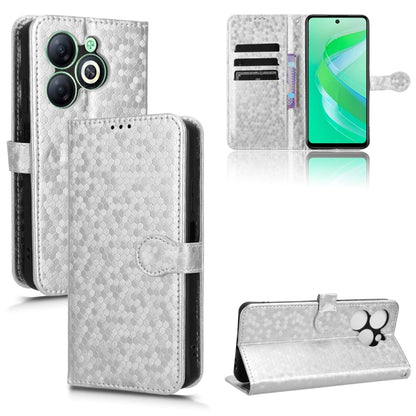 White honeycomb dot leather wallet phone case with flip cover and card slots