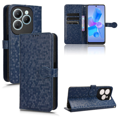 Honeycomb dot leather phone case with magnetic folio, dark blue.