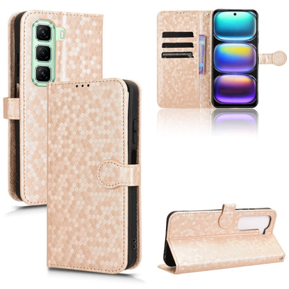 Peach honeycomb-dot leather wallet phone case with magnetic flap and card holder slots