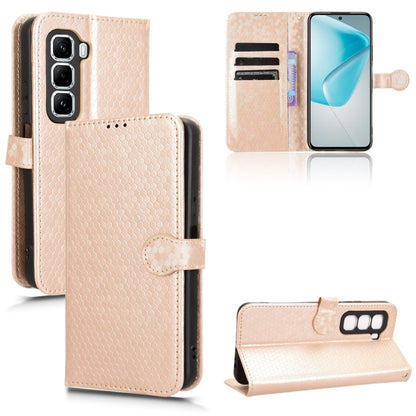 Beige honeycomb dot leather folio phone case with flip cover and card slots