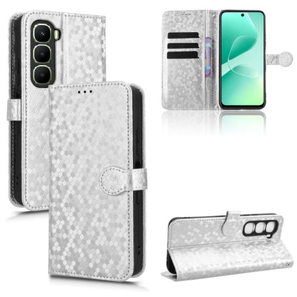 White honeycomb-dot leather-style phone case with folio flap and card holder slots