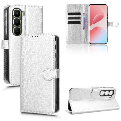 White honeycomb dot leather phone case with flip wallet stand and card slots