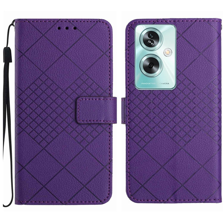Rhombic Grid Texture Leather Phone Case, For OPPO A79 5G, For OPPO A59 5G