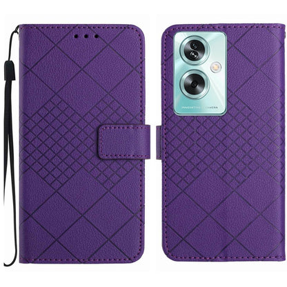 Rhombic Grid Texture Leather Phone Case, For OPPO A79 5G, For OPPO A59 5G