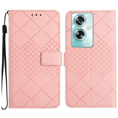 Rhombic Grid Texture Leather Phone Case, For OPPO A79 5G, For OPPO A59 5G
