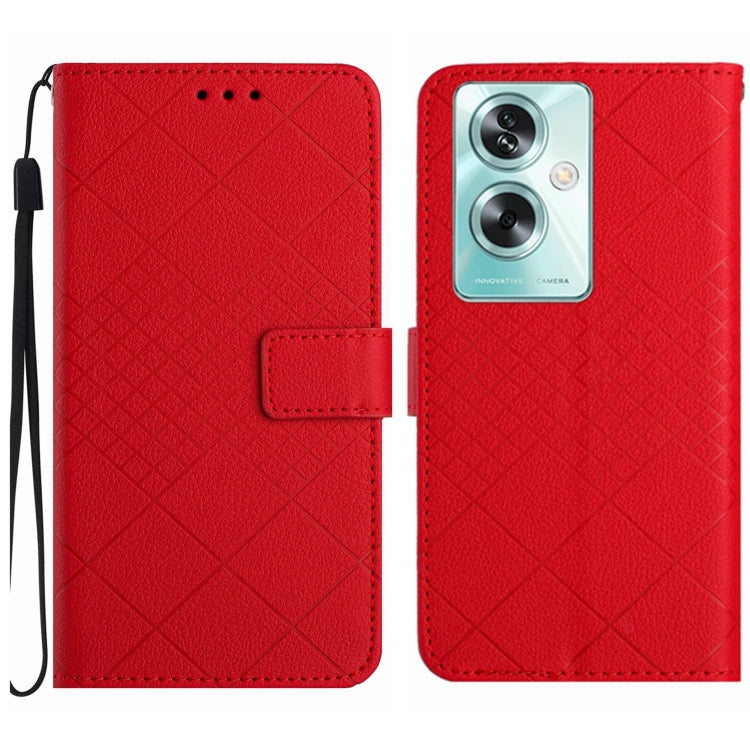 Rhombic Grid Texture Leather Phone Case, For OPPO A79 5G, For OPPO A59 5G