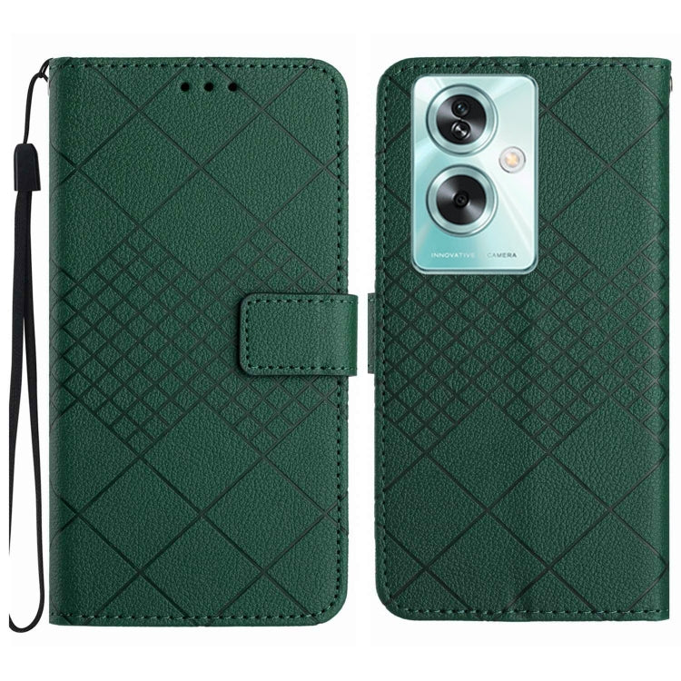 Rhombic Grid Texture Leather Phone Case, For OPPO A79 5G, For OPPO A59 5G